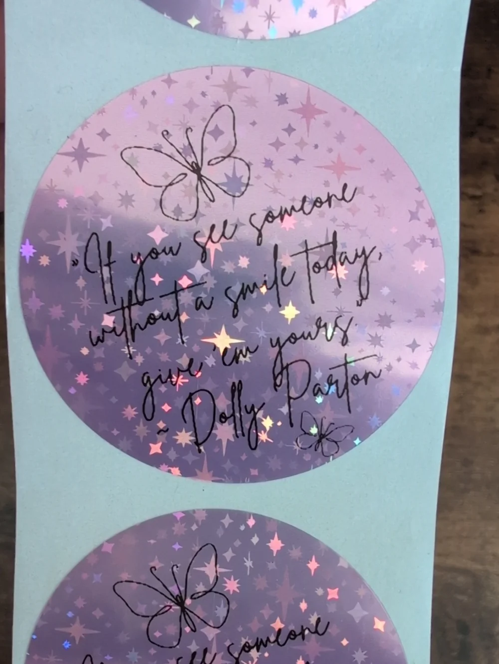 Dolly Parton Quote Inspirational Stickers Bundle of 50 Pink Holographic 2x2